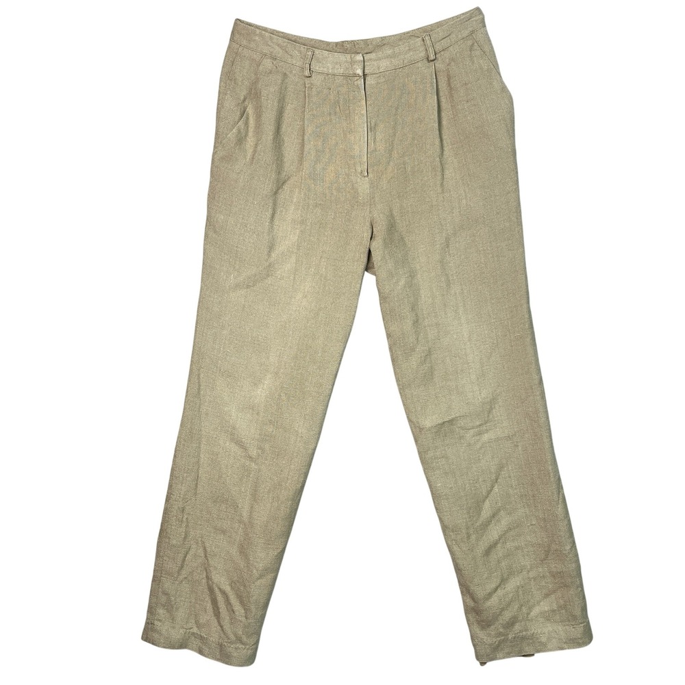 VTG Neiman‎ Marcus Women's Beige High Rise Silk Pants Lined Trousers Size 8